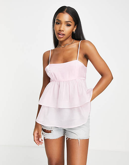 The Frolic organza camisole top in baby pink
