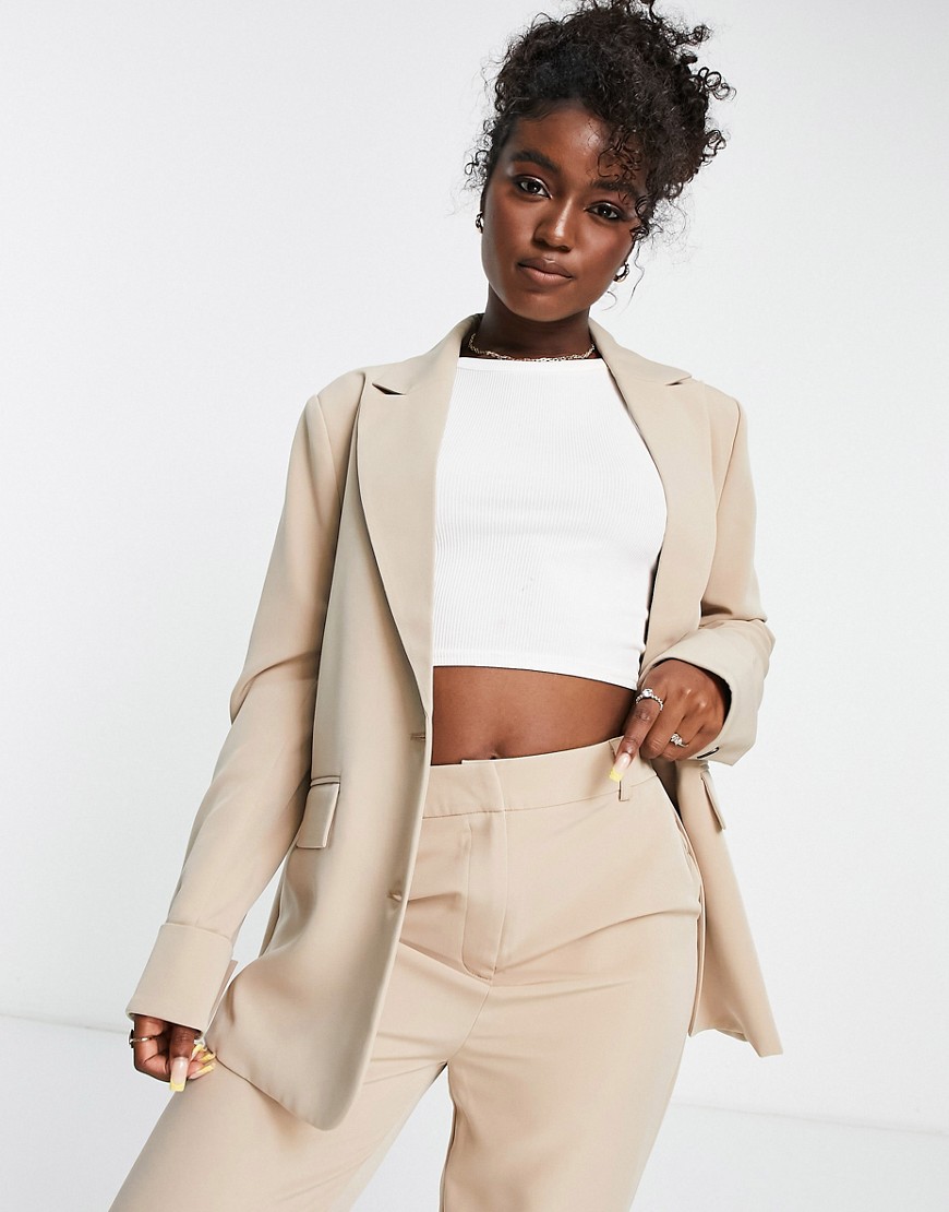 The Frolic oversized blazer in camel - part of a set-Neutral
