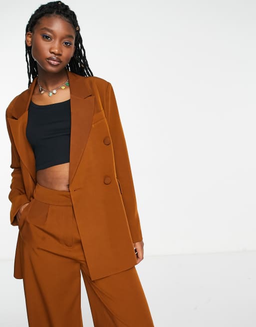 The Frolic oversized suit blazer co ord in coconut shell brown