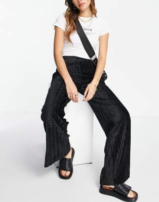 The Frolic velvet chevron wide leg trousers in black - ASOS Price Checker