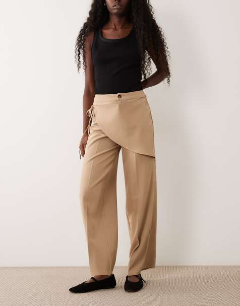 The Frolic - pantalón recto beige con cierre cruzado y lazo delantero - view 1