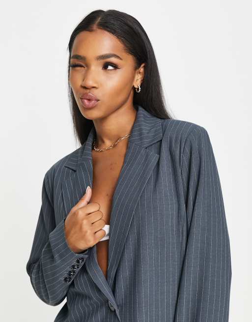 Grey pinstripe 2025 blazer womens