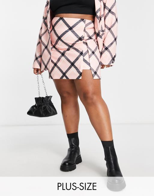 Plus Size Dusty Pink Leather Skirt Plus Size Kady Faux Leather