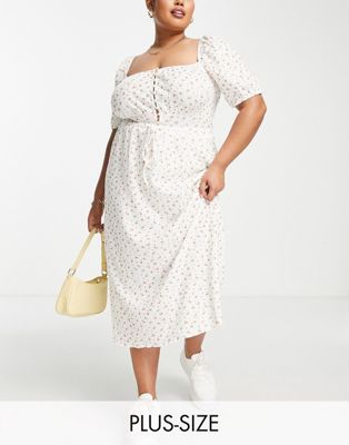 The Frolic Plus ditsy print pique midi skirt co-ord in white