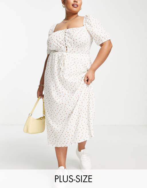 The Frolic Plus ditsy print pique midi skirt in white - part of a set