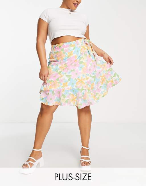 The Frolic Plus Floral Print Flippy Mini Skirt In Multi Asos