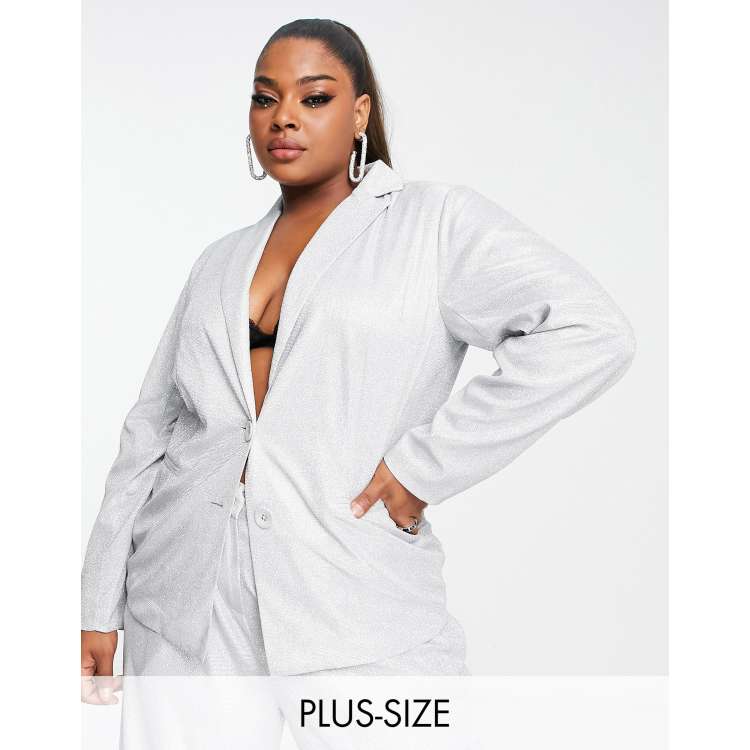 Plus size silver clearance blazer