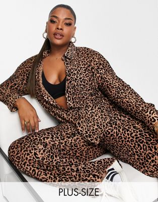 The Frolic Plus leopard print burnout shirt co-ord in multi