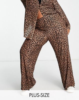 The Frolic Plus leopard print burnout wide leg trouser co-ord in multi - ASOS Price Checker