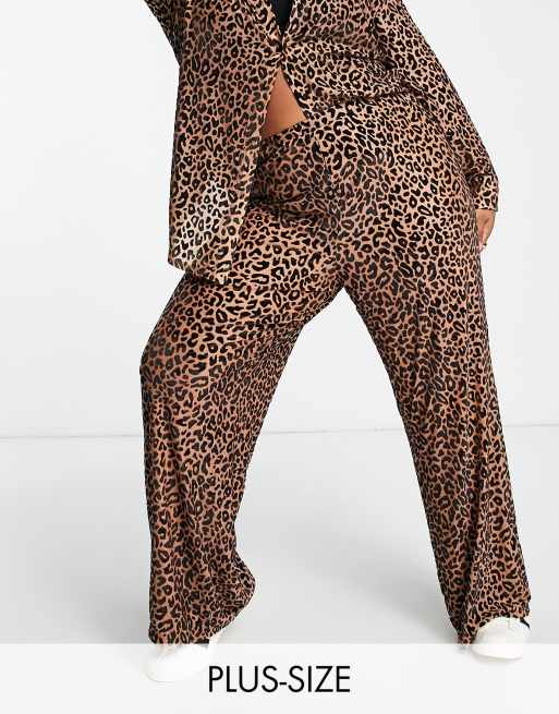 The Frolic Plus Leopard Print Burnout Wide Leg Trouser Co Ord In Multi