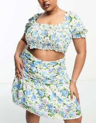 The Frolic Plus tiered mini skirt co-ord in vintage bloom floral - ASOS Price Checker