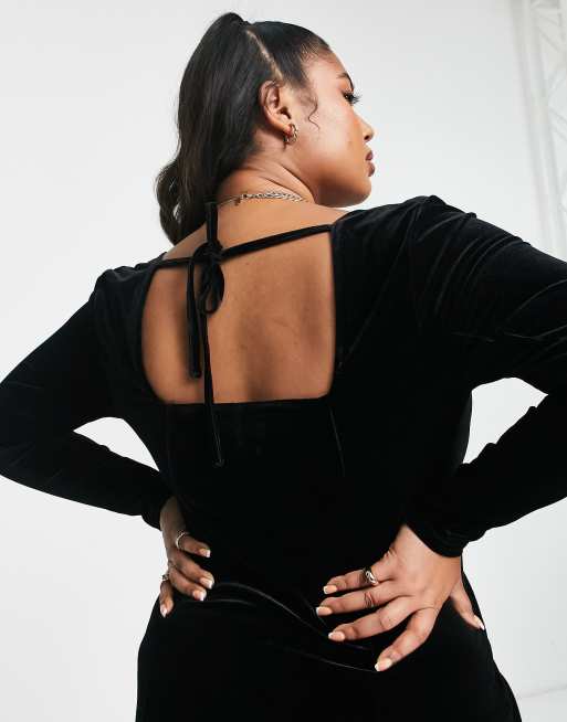 The Frolic Plus – Minikleid aus Knittersamt in Schwarz, 3 von 4