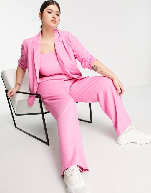 The Frolic Plus – Oversize-Anzugblazer aus Leinen in leuchtendem Rosa, 4 von 4