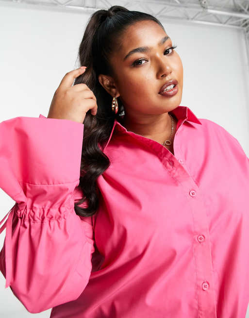 Hot pink plus size hot sale shirt