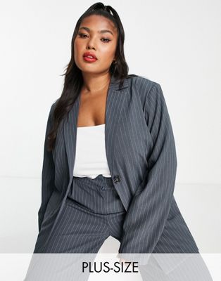 The Frolic Plus pinstripe blazer co-ord in charcoal grey - ASOS Price Checker