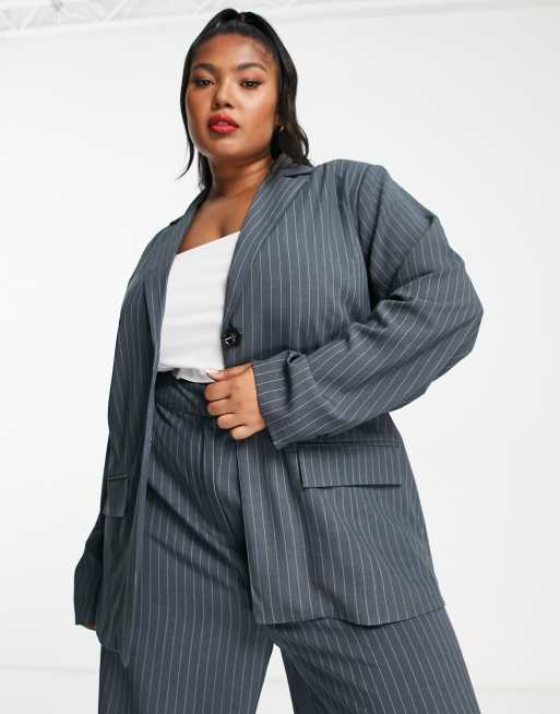 Plus size shop pinstripe blazer