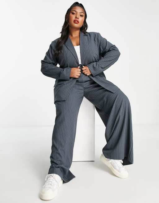 Pinstripe plus size store suit