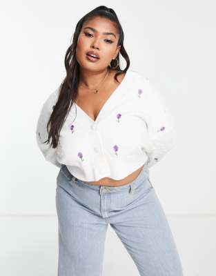 plus size embroidered cardigan