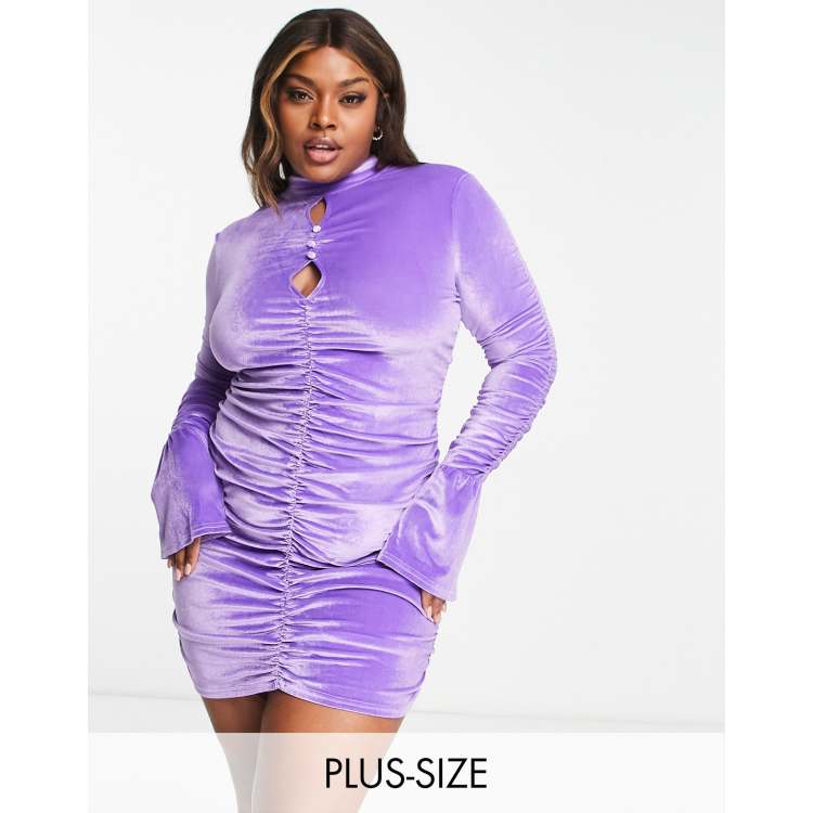 Plus size 2025 purple velvet dress