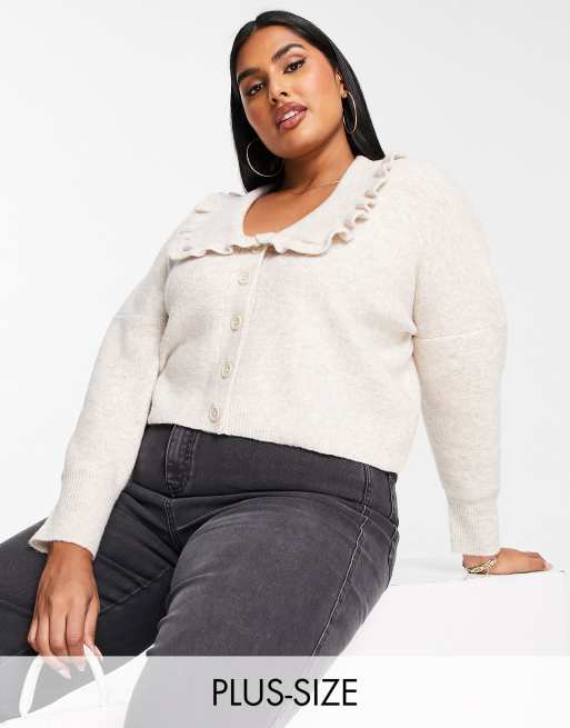The Frolic Plus - Vest met ruches in lichtbeige