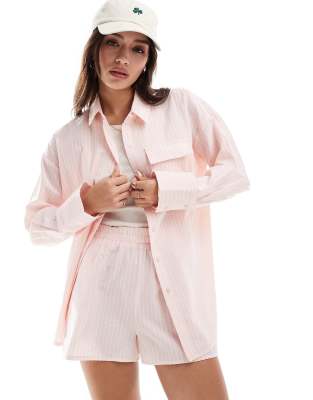 The Frolic raye oversized shirt in pink and white stripe