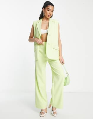 The Frolic relaxed tailored trousers with split hem in soft lime - ASOS Price Checker