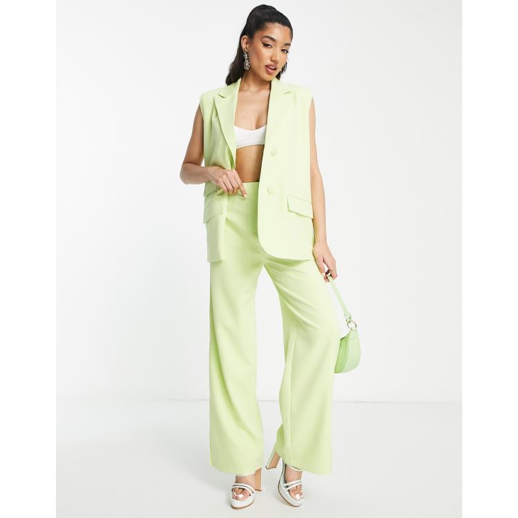 The Frolic relaxed tailored pants with split hem in soft lime