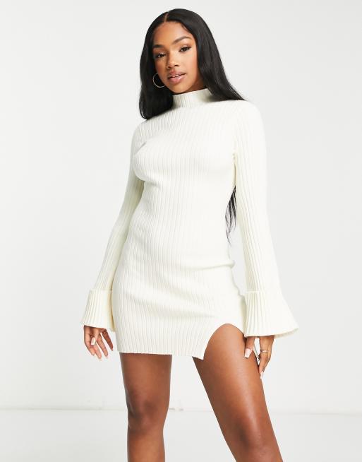 The Frolic - Robe courte en maille nervurée - Crème