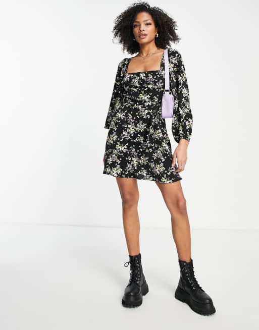 black winter garden mini dress long sleeves Get On Down Long Sleeve Knit Mini Dress Black