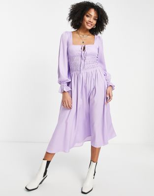 midi shirred waist dress