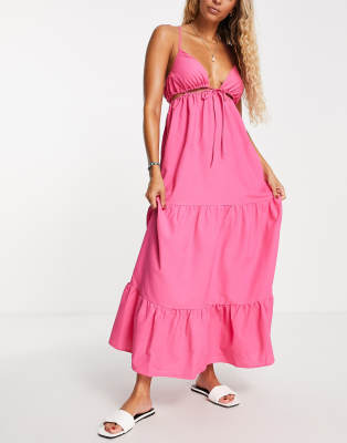 The Frolic Skye maxi beach summer dress in pink 