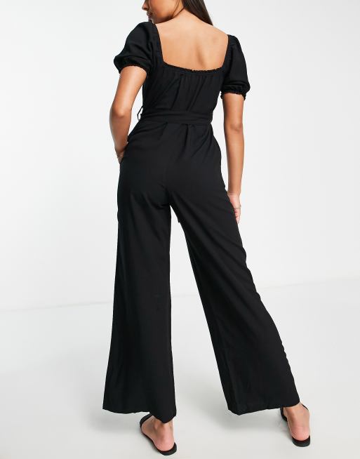 The Frolic - Sort jumpsuit med knapper og ærmedetalje, 2 af 4
