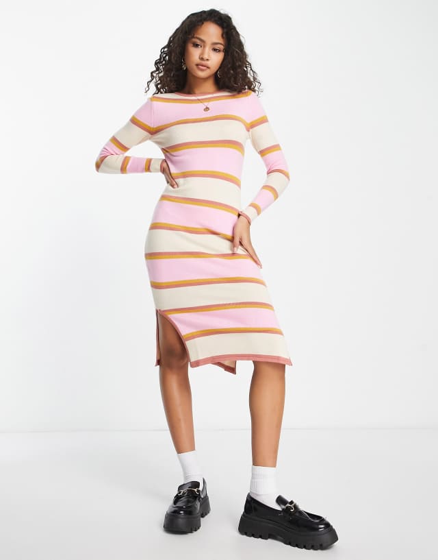 The Frolic striped knit midaxi dress in multi