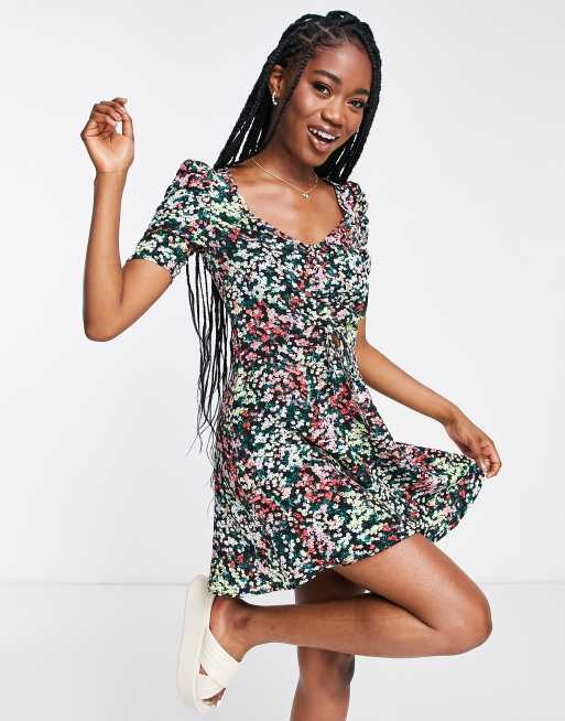 The Frolic tea dress with ruched bust in vintage floral | ASOS