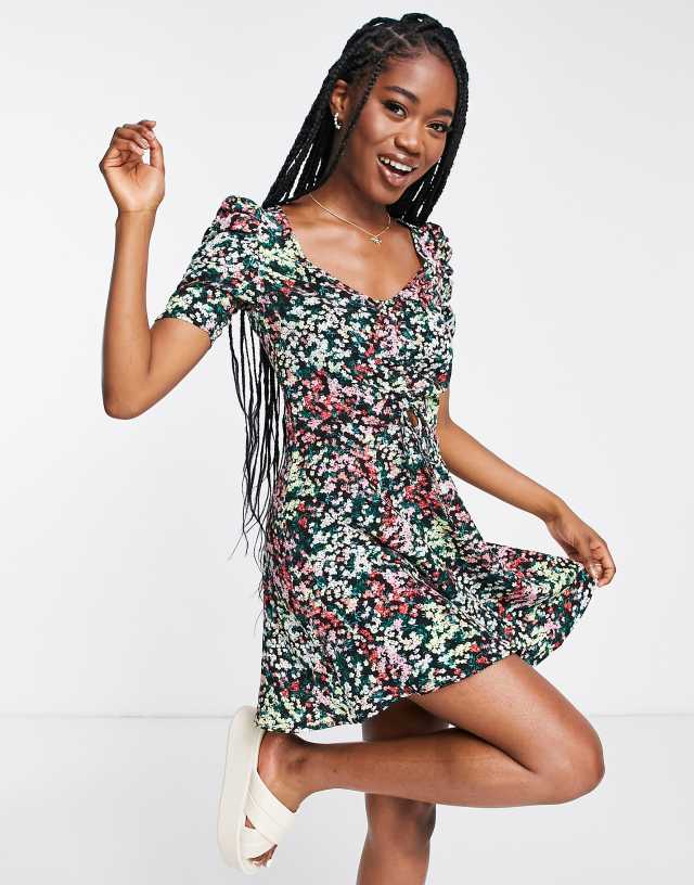 The Frolic tea dress with ruched bust in vintage floral