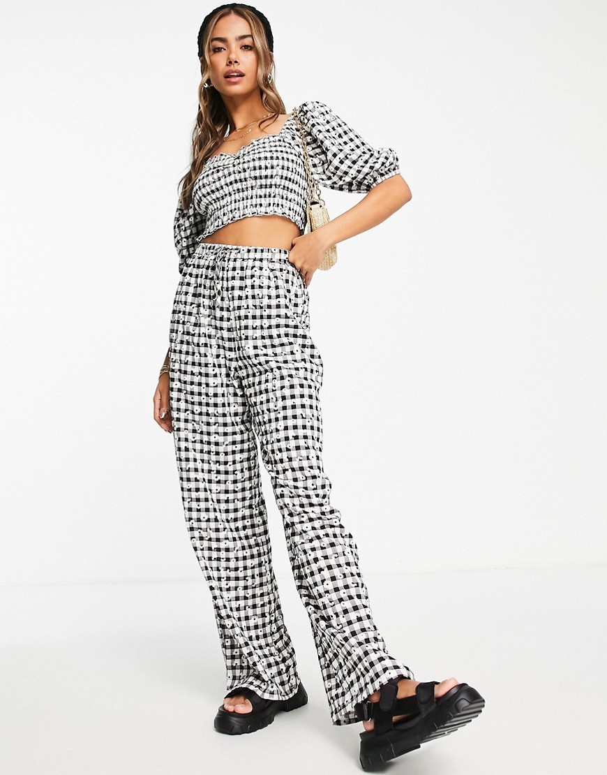 The Frolic tie-waist pants in monochrome gingham - part of a set-Multi