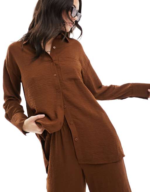 The Frolic - Tourmaline - Camicia da spiaggia marrone scuro in coordinato  