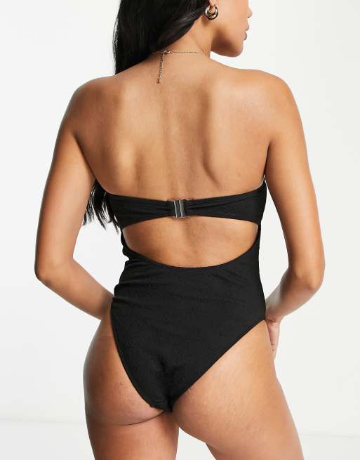 The Frolic U bandeau swimsuit in black