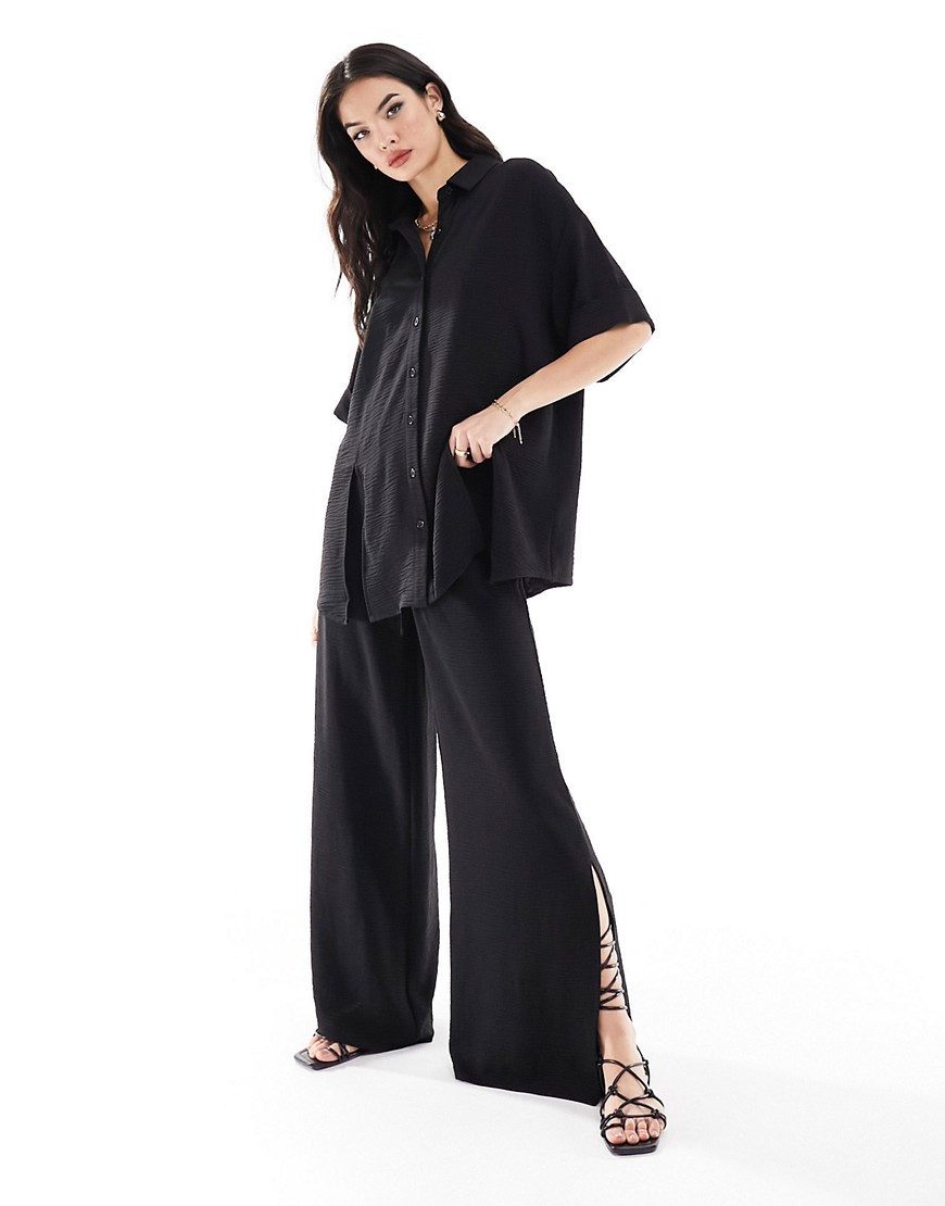 The Frolic vanora relaxed beach trouser co-ord in black