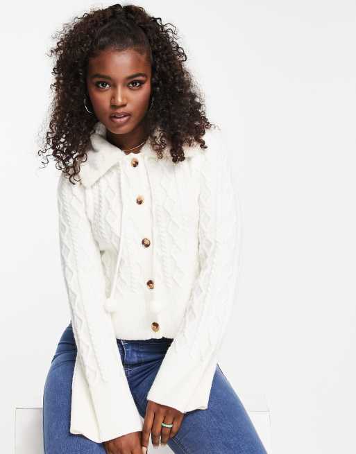 The Frolic - Vest met afwerking van imitatiebont in crème