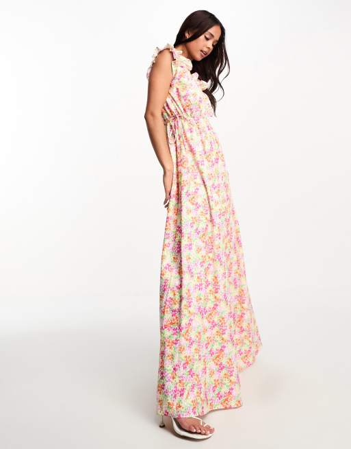 Watercolor floral maxi dress top