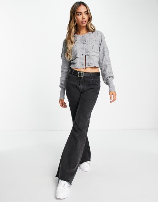 The Frolic wavy texture cardigan in grey marl, 3 of 4