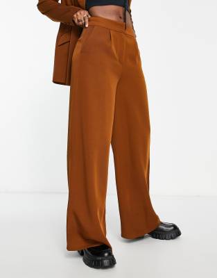 The Frolic wide leg suit pants in coconut shell brown - part of a set
