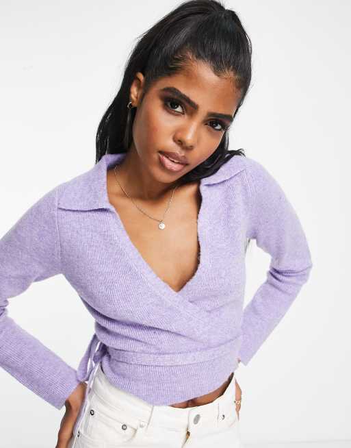 The Frolic wrap detail knit top in lilac heather | ASOS