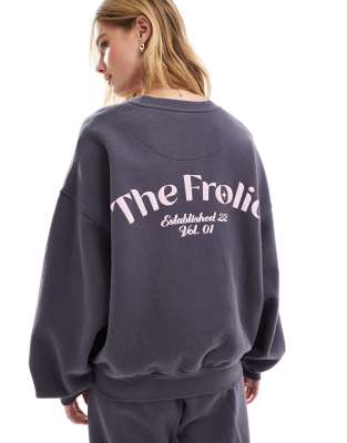 The Frolic The Frolic x Bella Stovey exclusive logo sweatshirt co-ord in charcoal-Grey