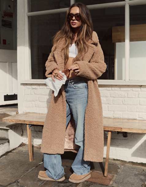 Asos long teddy coat online