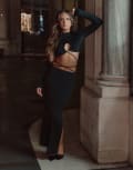 [The Frolic] The Frolic x Bella Stovey exclusive tie waist maxi skirt in black (part of a set) 12 BLACK