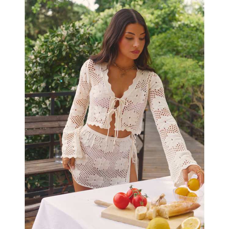 The Frolic x Lydia Kara exclusive crochet tie front long sleeve