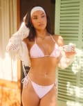 [The Frolic] The Frolic x Lydia Kara exclusive tie side bikini bottoms in summer ditsy (part of a set)-Multi 38 Multi