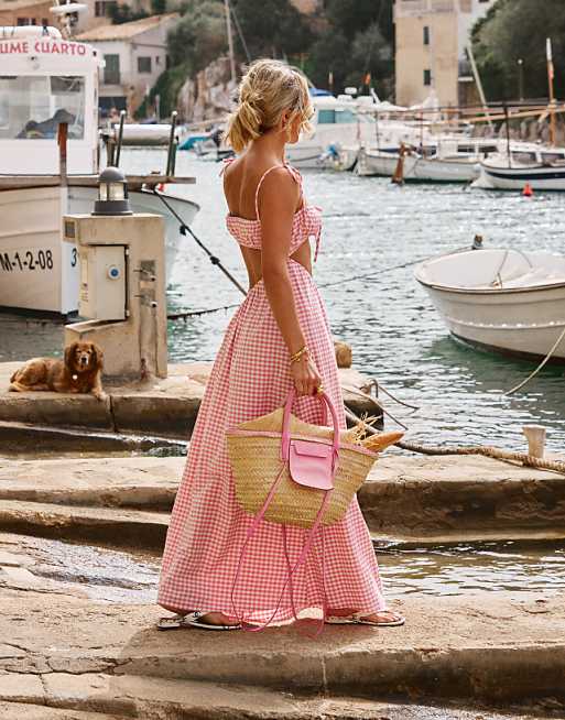 pink gingham maxi dress Southern Belle Red Waist 27 The Frolic x Lyds Butler